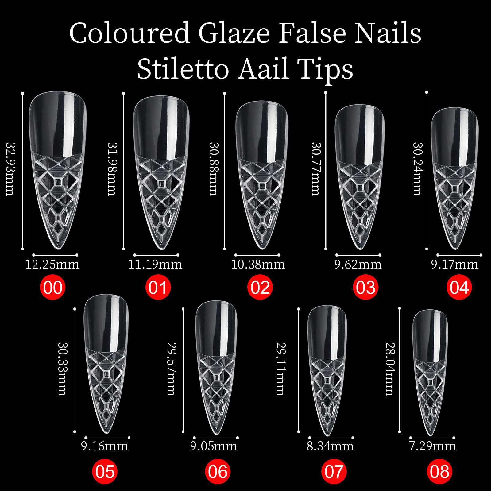 120 Pcs Clear Fiberglass mosaic Design False Nail Art Tips UV Gel Acrylic Nails