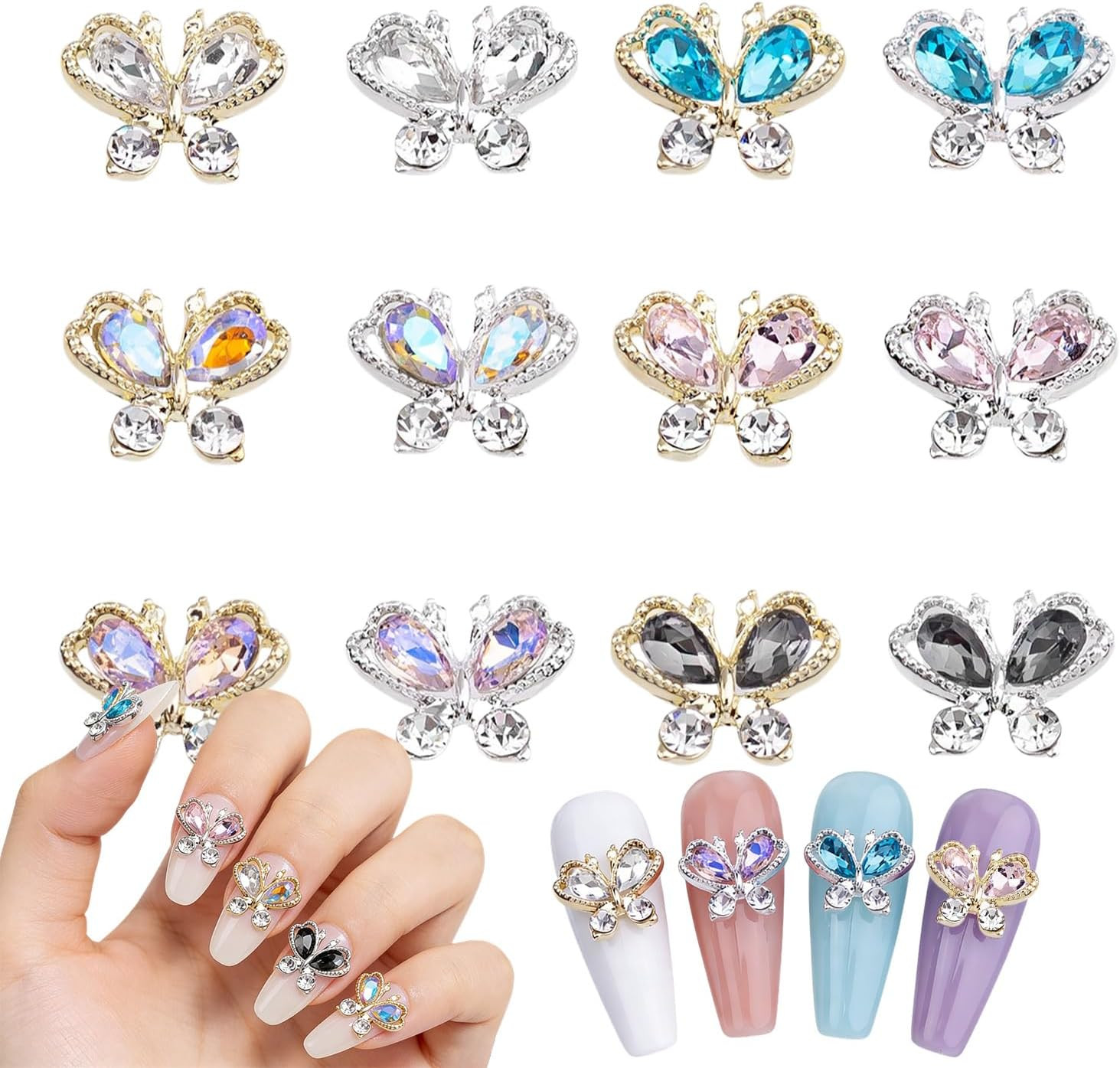 100Pcs Spring Resin Rose Nail Charms with Pearls Leaves 3D Floral Nail Art Charm