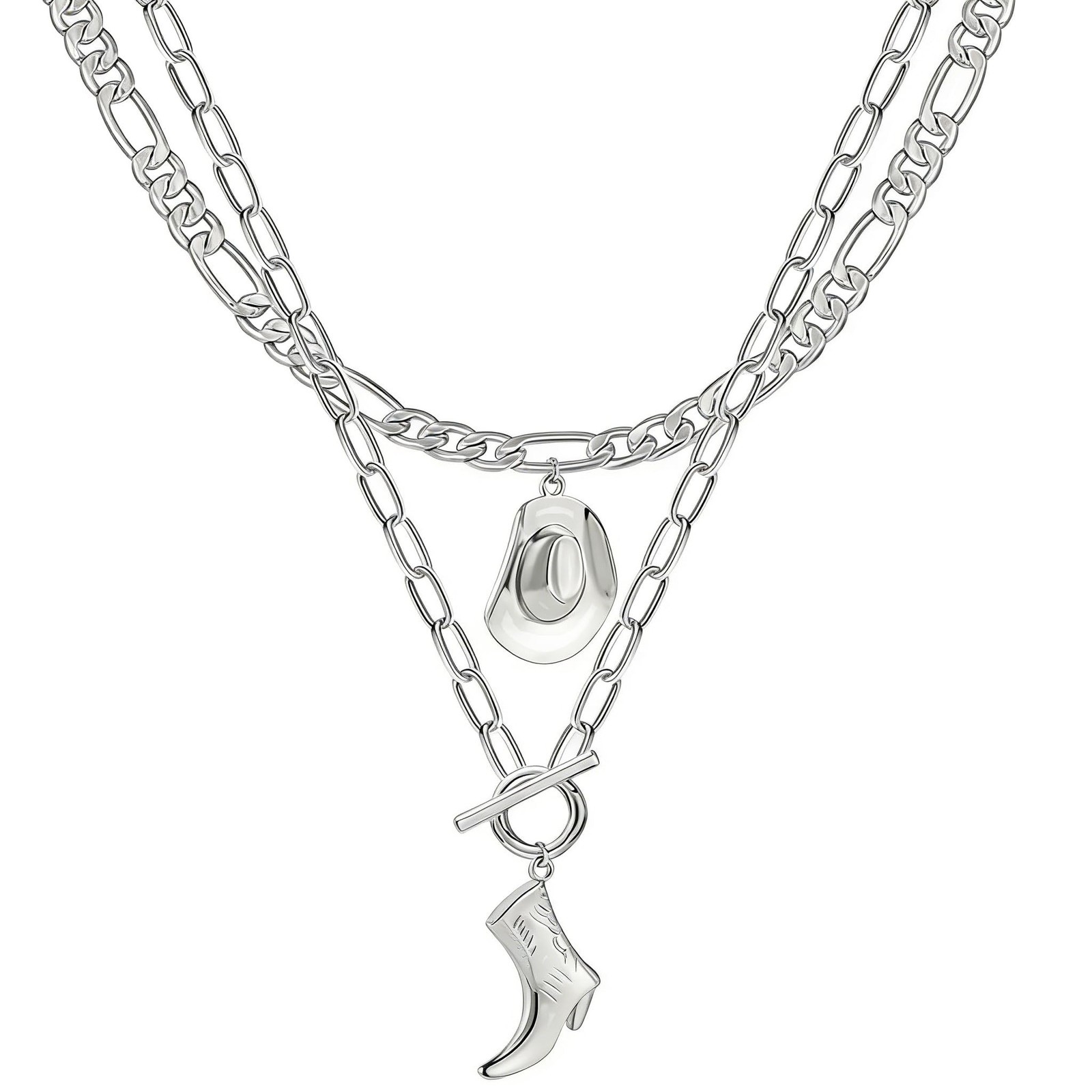 Jean Beau Western Cowgirl Necklace for Women, Dainty Gold Silver Cowboy Hat B…