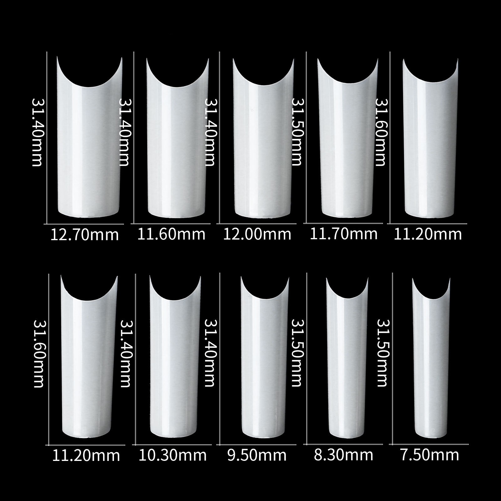 500Pcs/Bag XXL/M/S C Curve False Nail Tips Square Tip Gel Acrylic Nails 10 Sizes