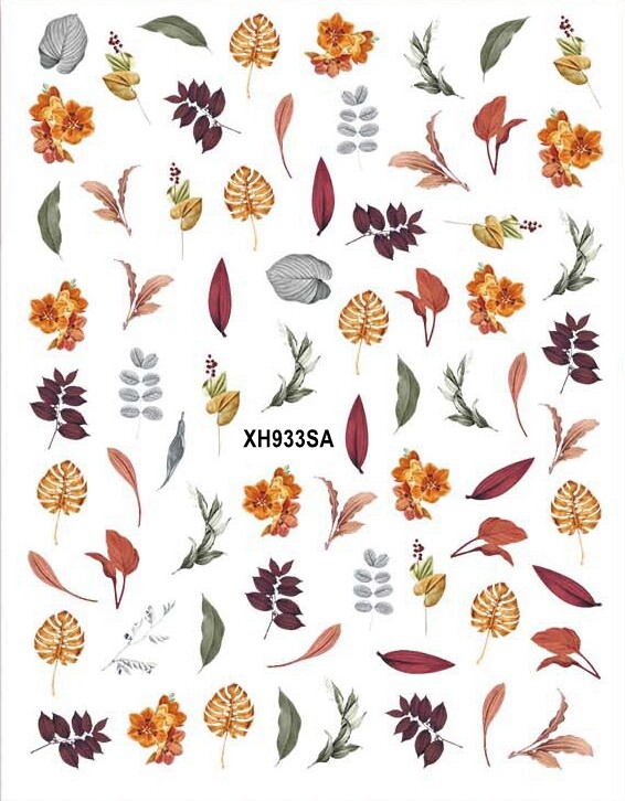 Autumn Leaf Maple Nail Sticker Thanksgiving Pumpkin Harvest Turkey Squirrel Deer
