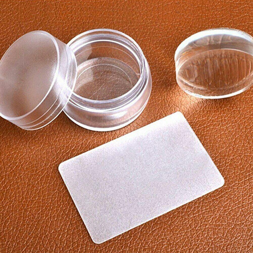 Clear Silicone Nail Art Stamping Circle Stamper Scraper Decors Plate Manicure