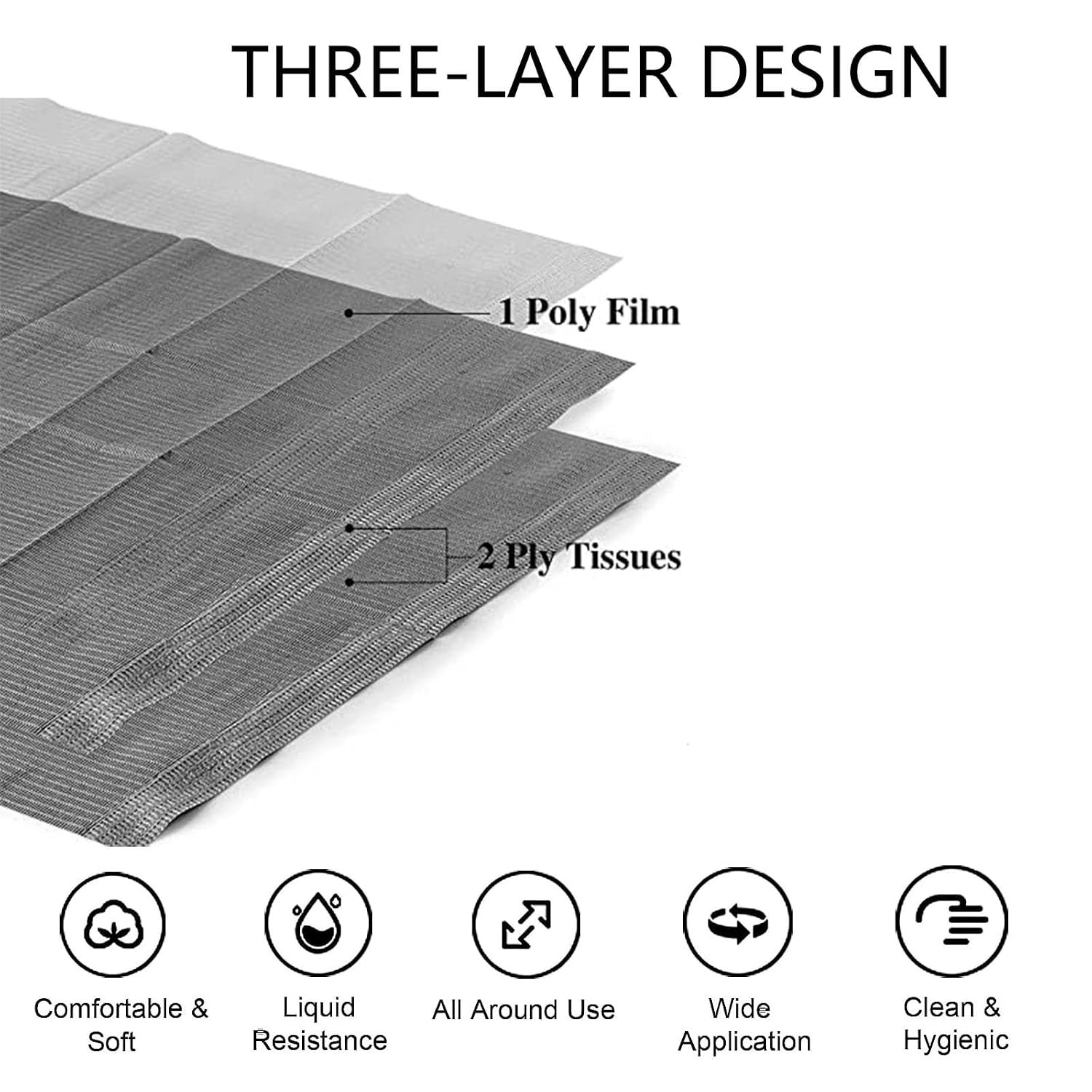 Nail Table Mats Disposable Nail Art Paper Towels,50PCS Black Waterproof 3 Ply Na