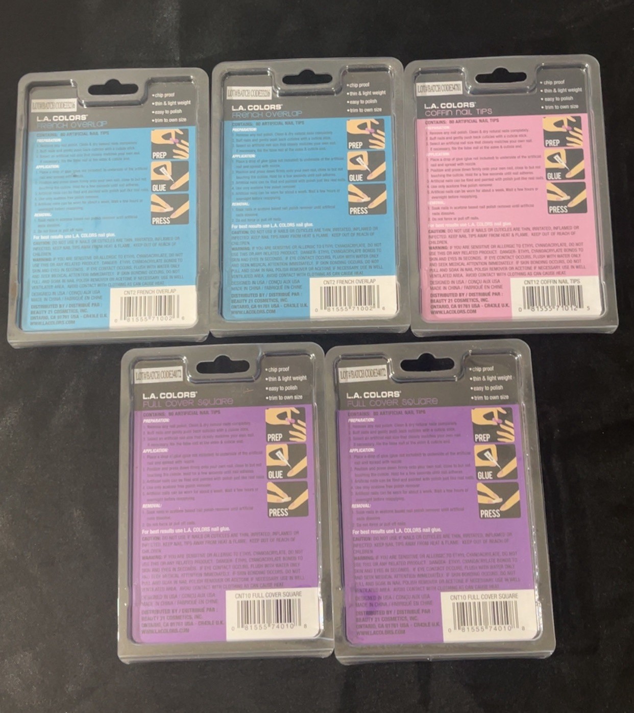 LA COLORS French Overlap Full Cover Square Nails 5 Packs 80pcs Per Pack