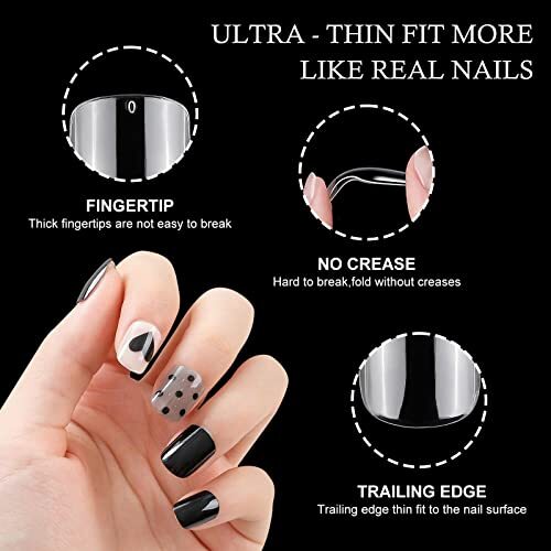 600pc Short Round Square Acrylic Nail Tips Full Cover Short Round Gel Tips