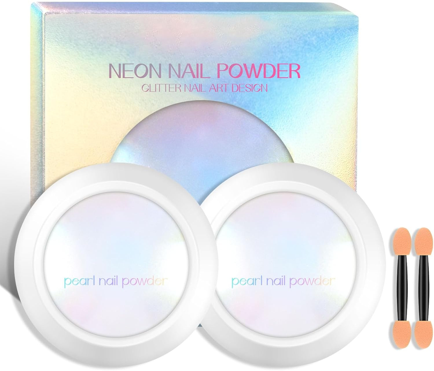Ownest 2 Pcs Neon Chrome Nail Powder, Unicorn Chrome Nails Glitter Pigment