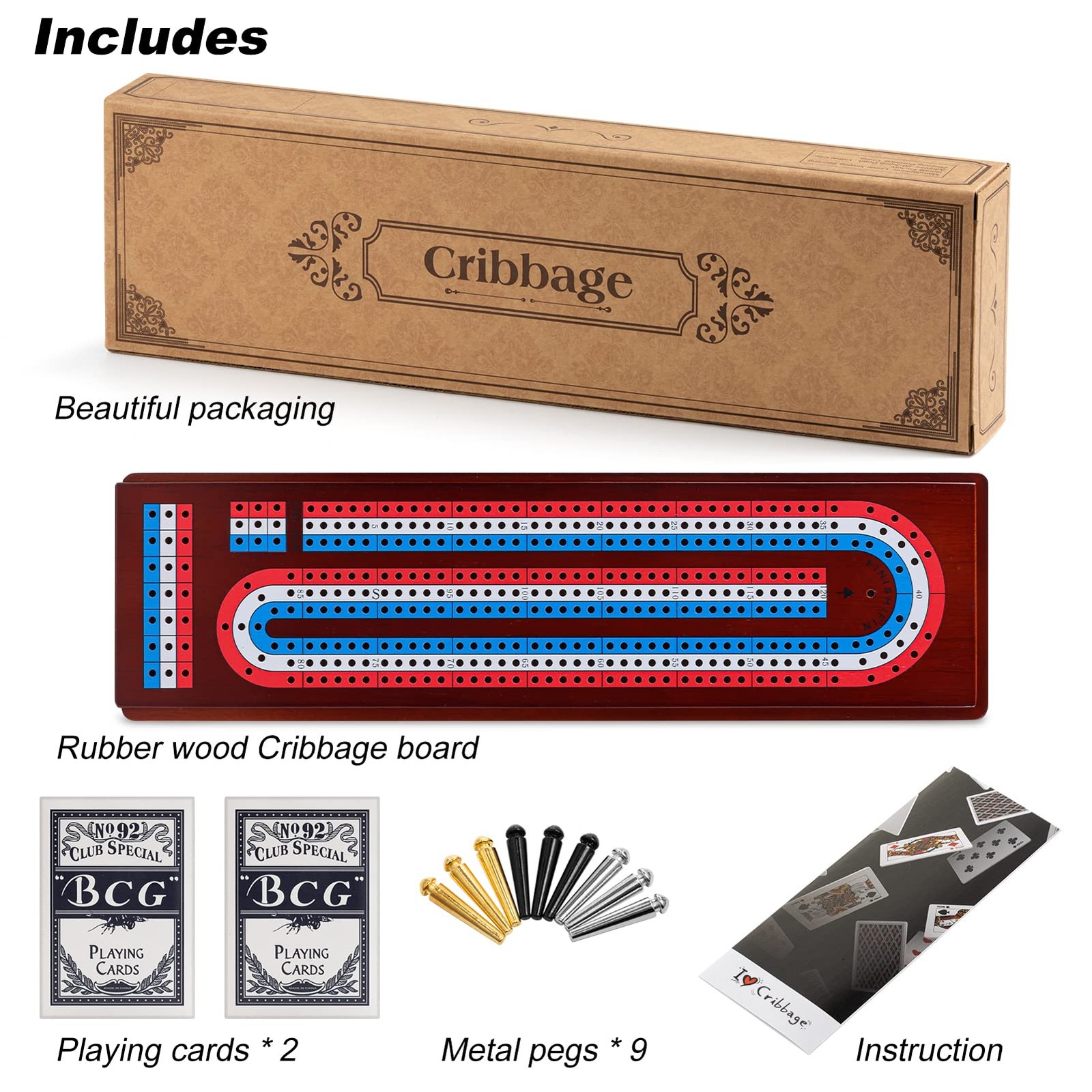 Ceebyfa Cribbage 14.5 inches x 4 x 0.1 centimeters, Vintage Color
