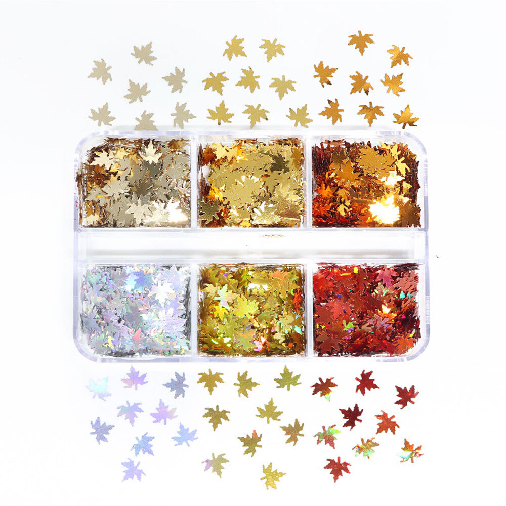 Autumn Maple Leaf Nail Art-Glitter Sequins Flakes Nails Stickers Decoration Tip