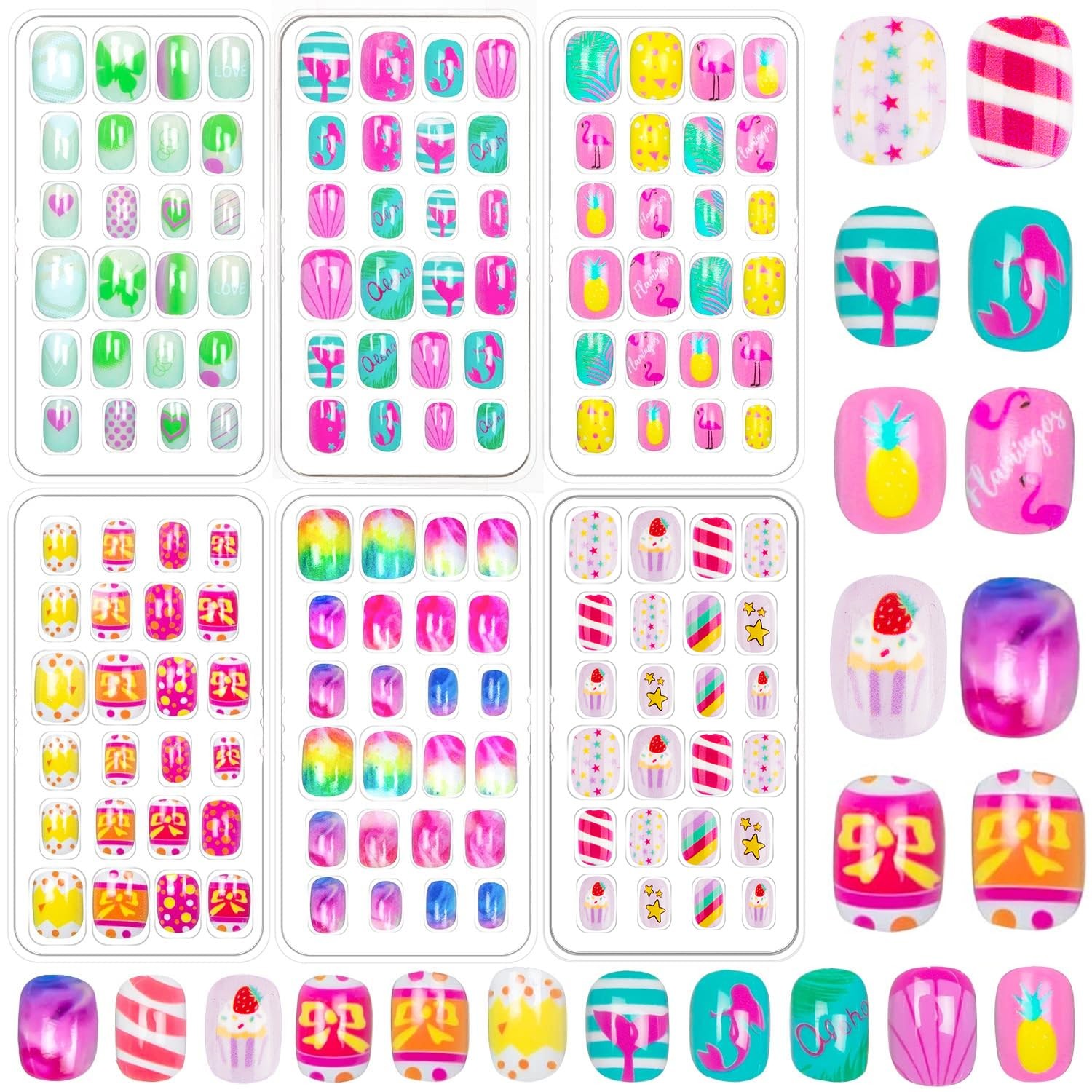 144 Pieces Press On Nails for Kids Children Fake Nails for Girls Artificial K…
