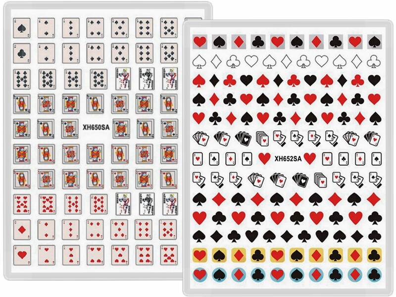 Poker Nail Sticker Card Jokers Clubs Hearts Spades Diamonds Game Time Decal