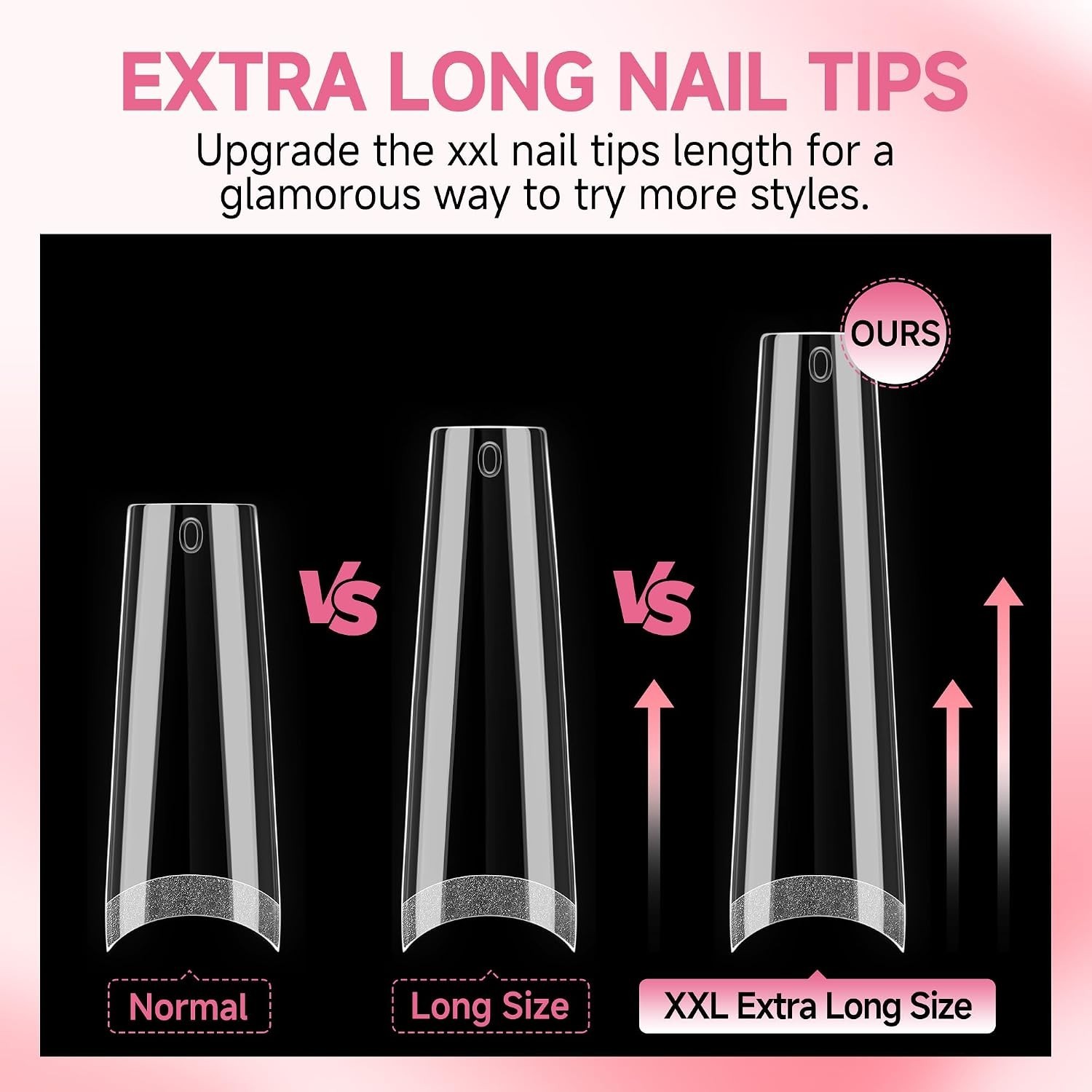 Long Lasting 504PCS Coffin Nail Tips – Extra Long Gel Extensions for Nail Art