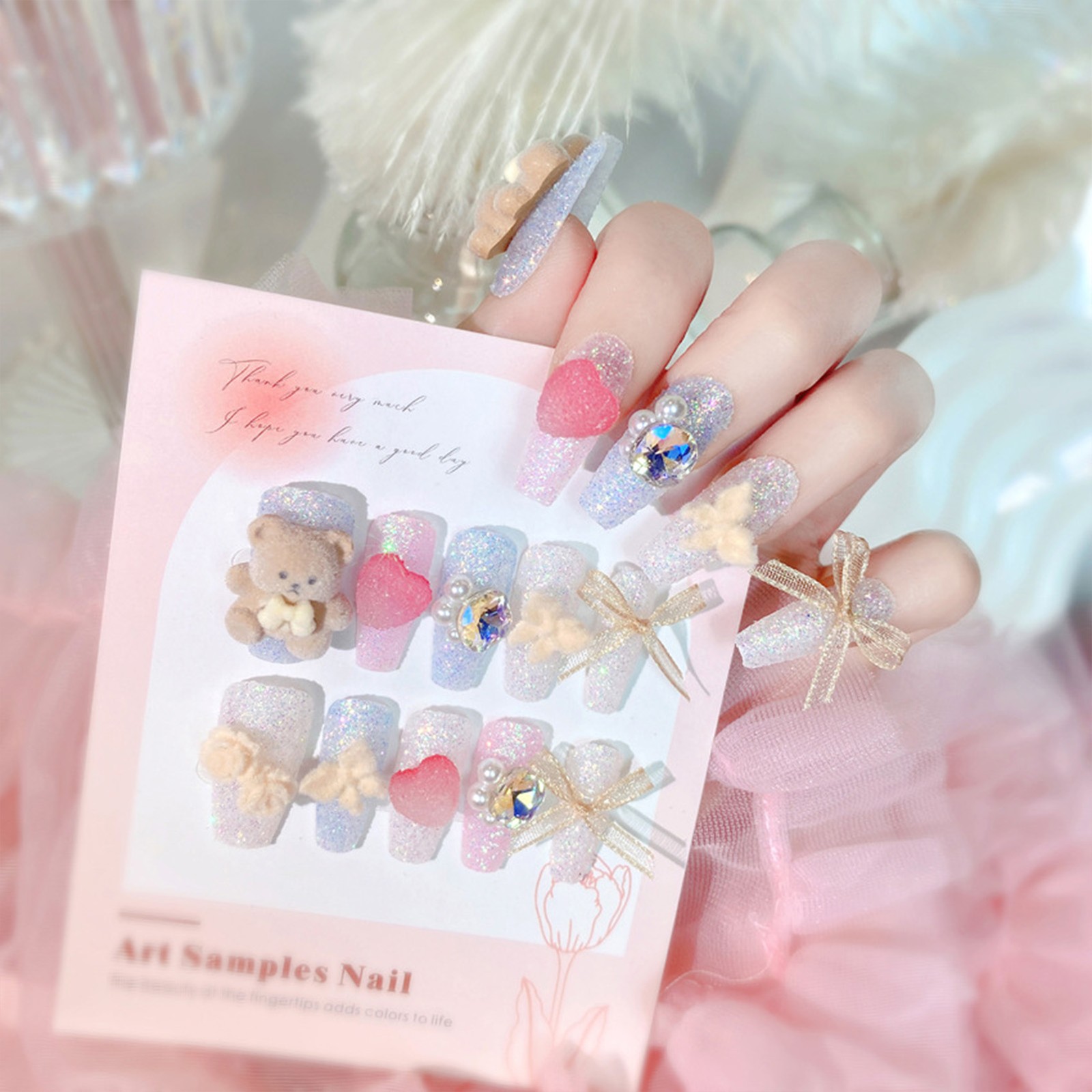 Press on Nail Tips Full Collection Assorted Bow Design for Women Boxed U29