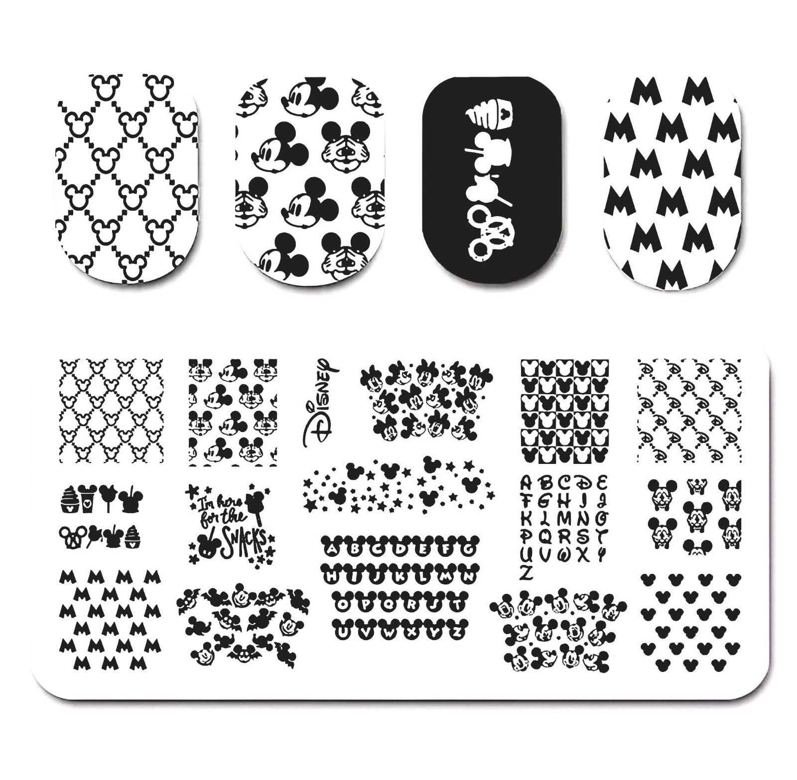 High- Quality Durable Stainless Steel Disney’s Mixed Logo Nail Stamping Plate