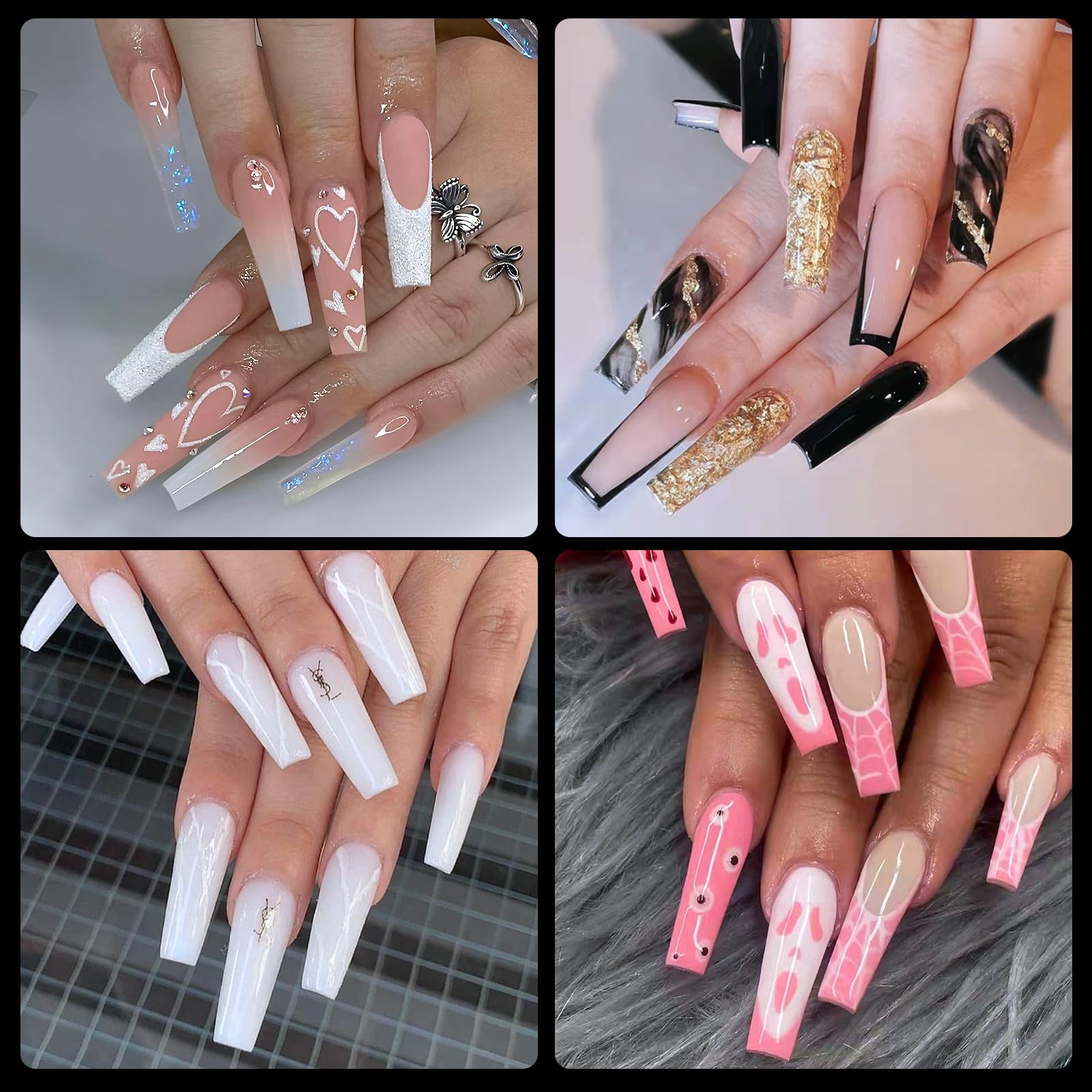 LoveOurHome 240pc XXL Square Gel Nail Tips Extra Long Fake Nails Clear