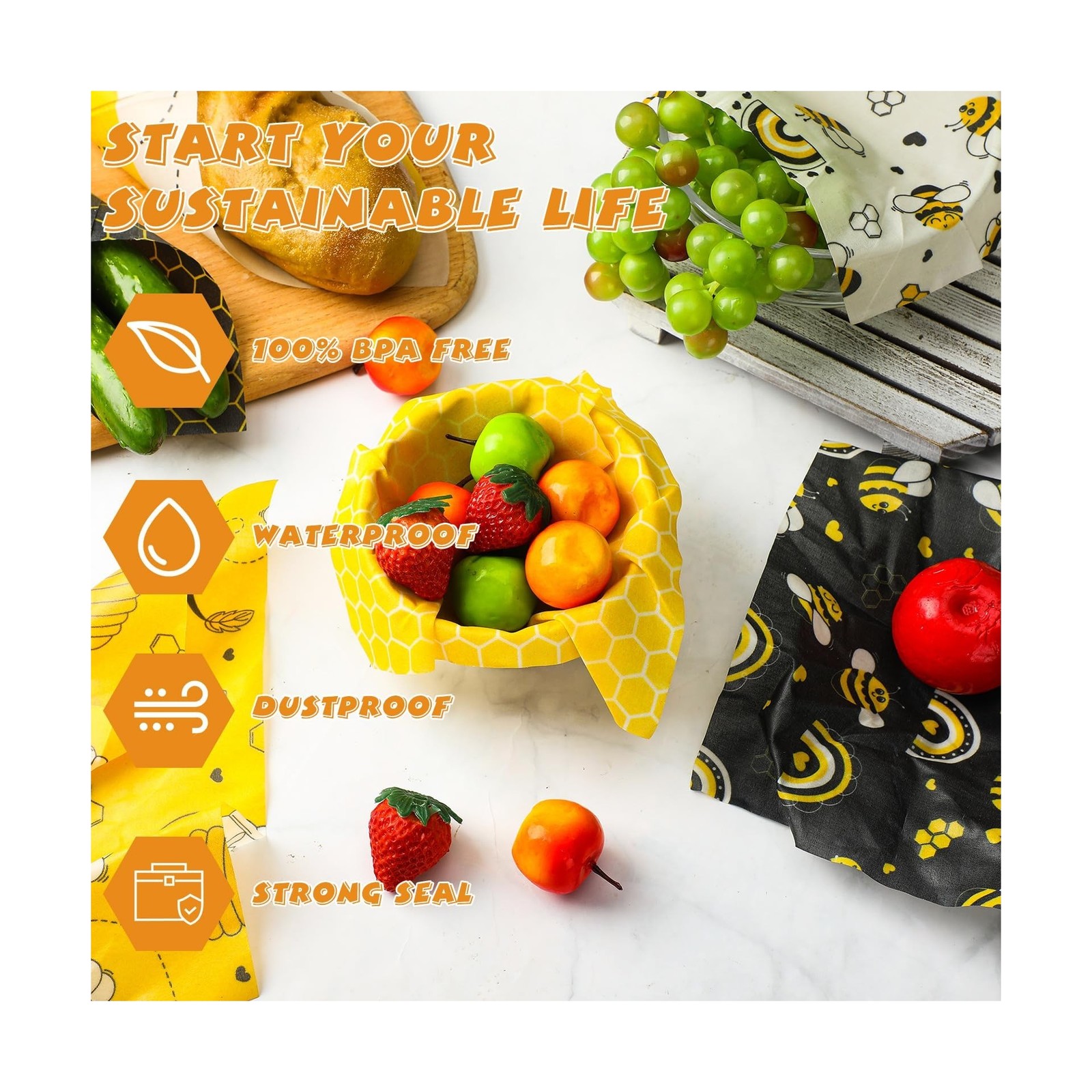 Tranqun 27 Pack Beeswax Wraps for Food Reusable Beeswax Assorte… FAST USA SHIP
