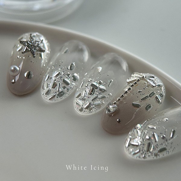 Bonnie B White Icing Nail Glitter Aurora Clear Ice Effect Chunky Mix Nail Art