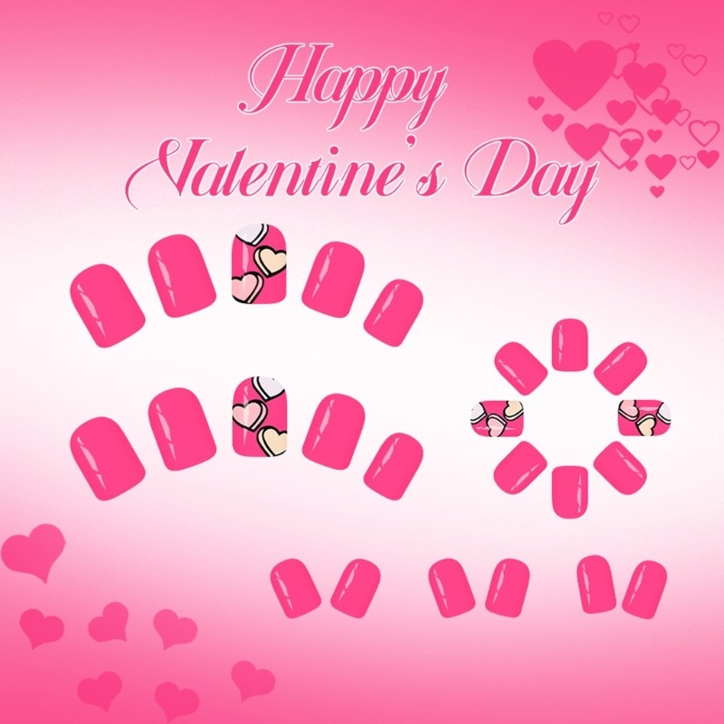 24Pcs Artistic Four Point Star Heart Nail Colorful Doodles Finish Comfortable