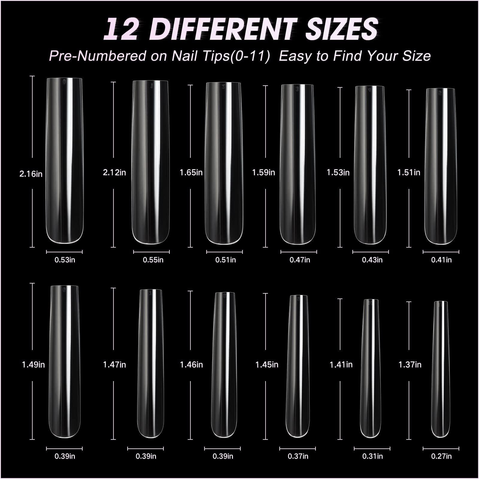 Extra Long Square Full Cover Nail Tips 240PCS XXXL Clear Full Cover Fake Nails