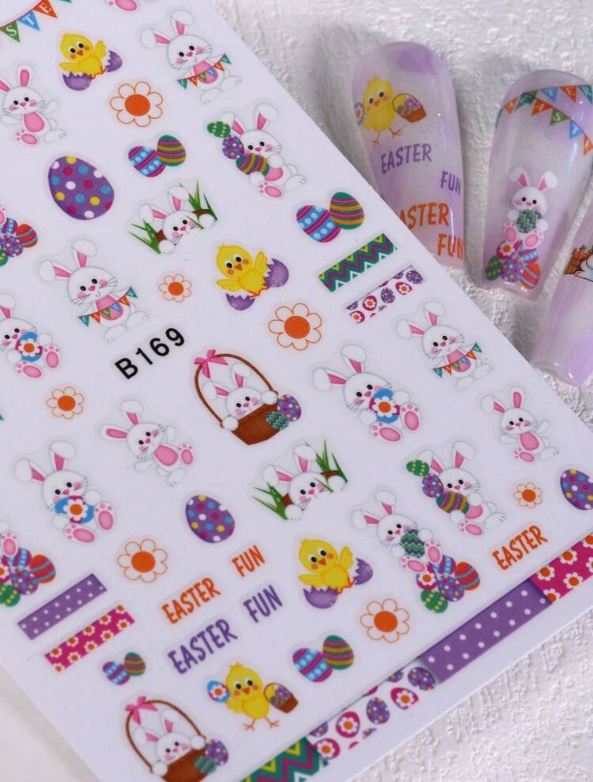 Easter Bunny Nail Art Stickers Easter Egg Transfers Cute Cartoon B168-170
