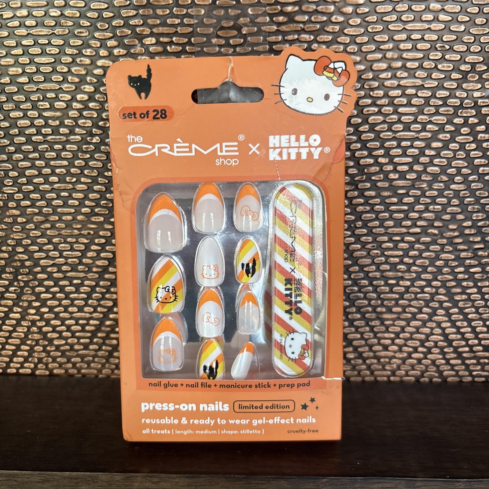 The Crème Shop Hello Kitty Press On Nails “Halloween Candy Corn”~So Cute🎃