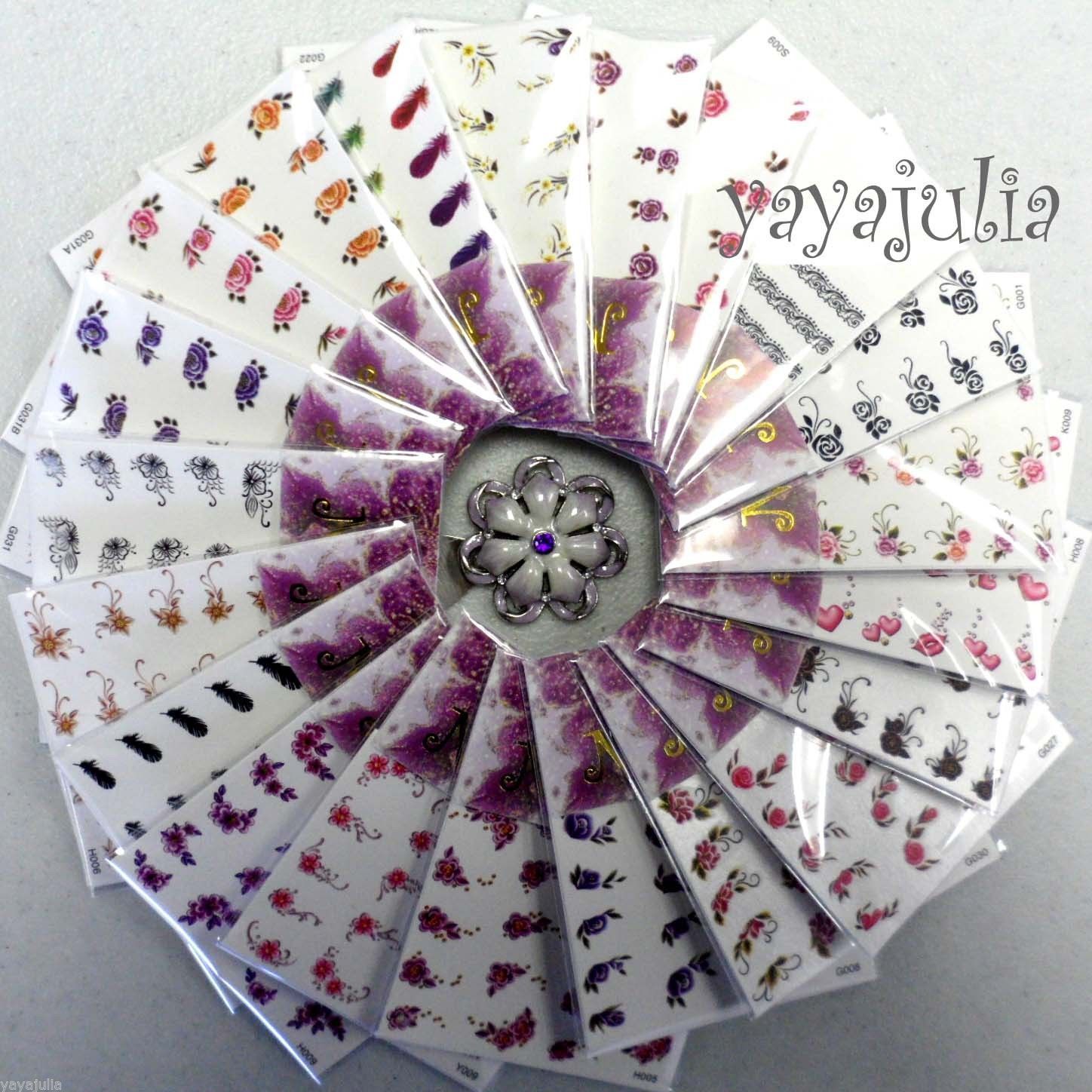 30 Nail Art Decal Water Slide Transfer Temporary Tattoos Stickers Wholesale