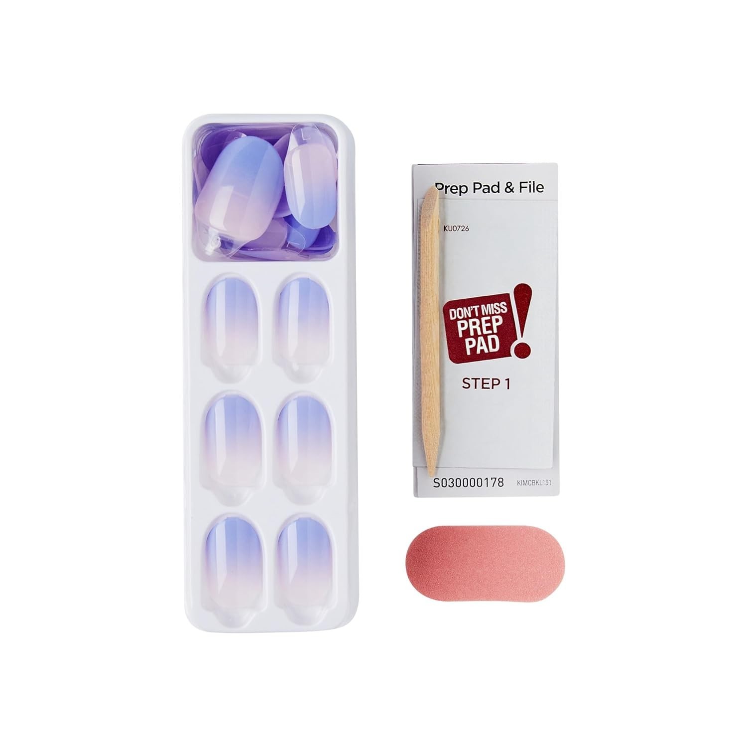 Color Ombre Press On Nails, ‘Friendzone’, Blue, Short Oval, PureFit Technolog…
