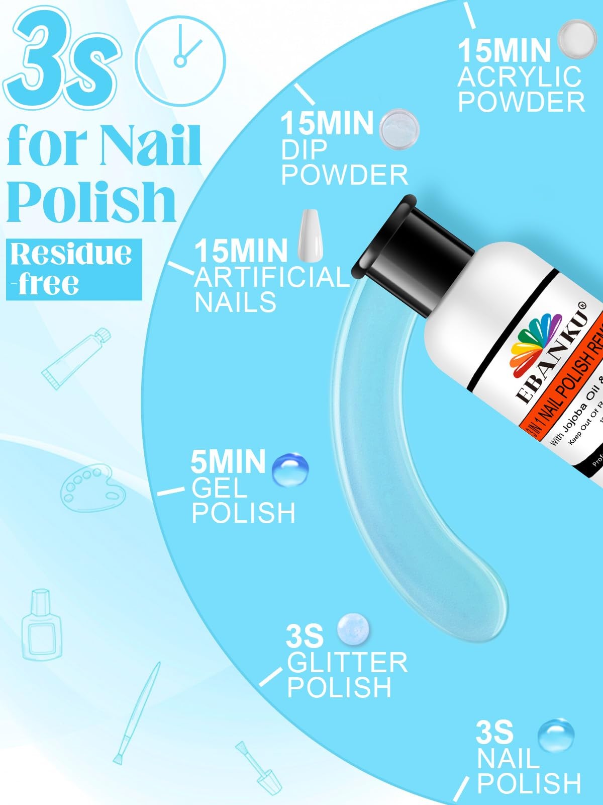 EBANKU Nail Polish 1 Fl Oz (Pack of 1), Remover & Foil 120ML