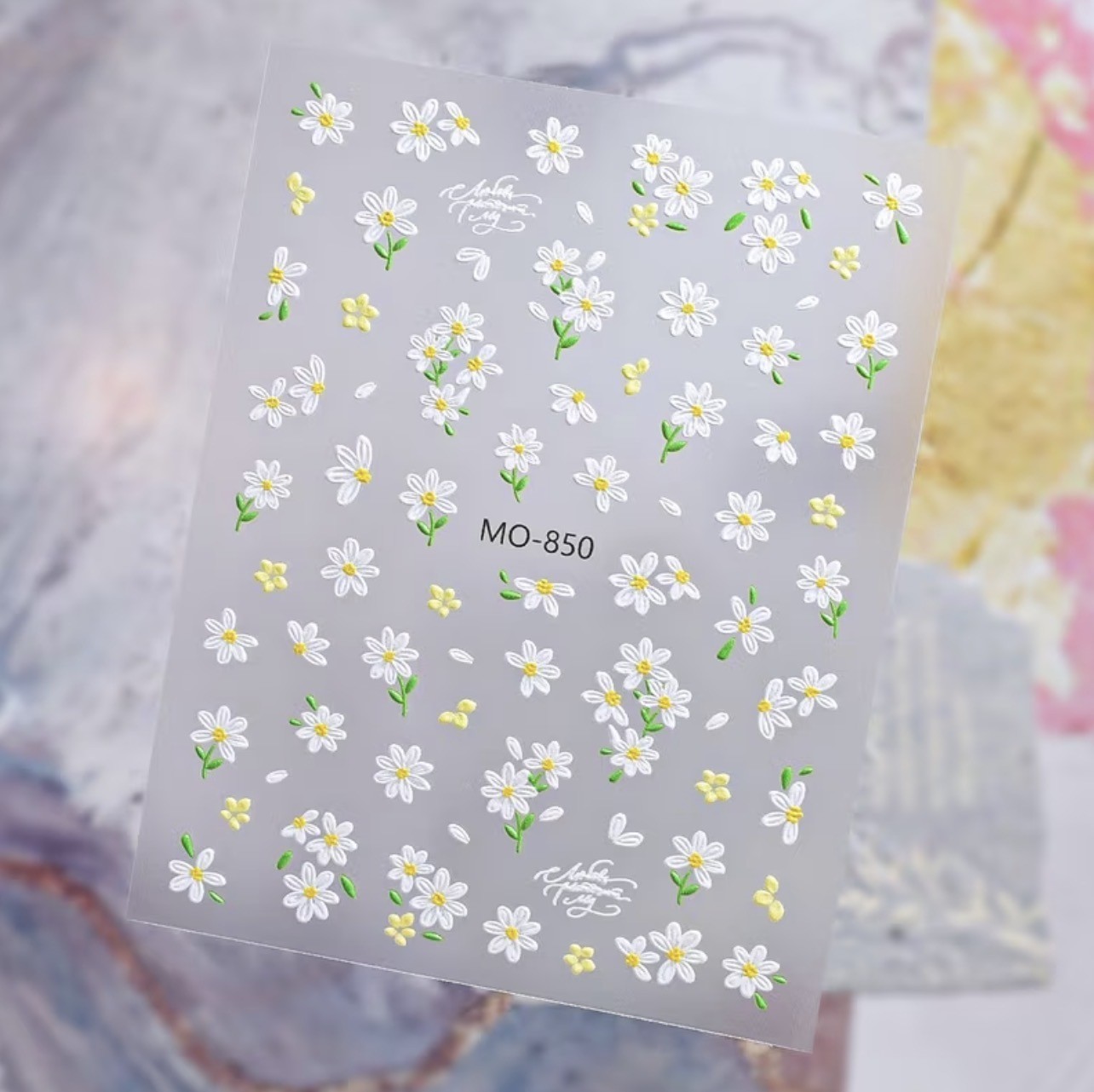 5D Daisy Nail Stickers White Floral Decals Spring Summer Flower DIY MO-85