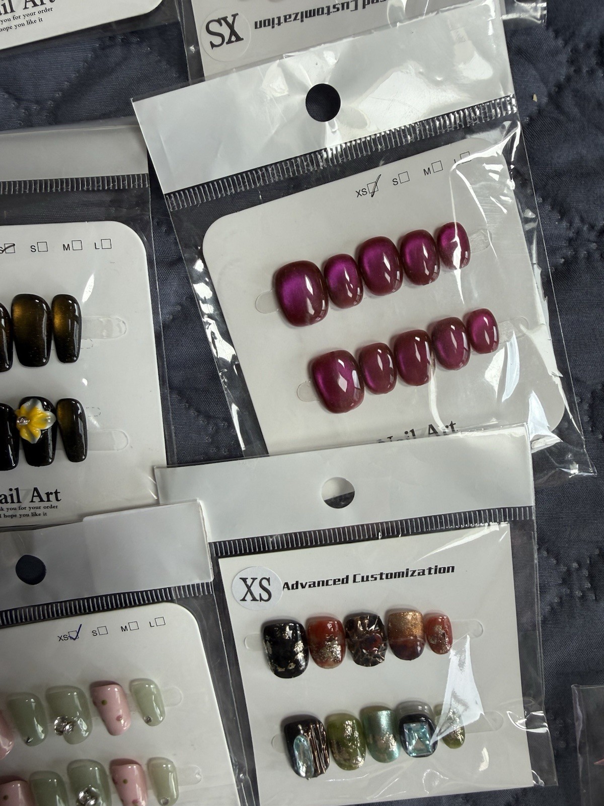 21 Sets Press On Nails Lot Mixed Designs Glitter French Leopard Handmade W/ Kits