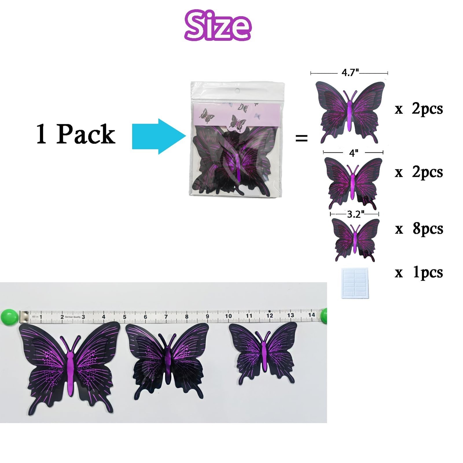 Ewong 3D Butterfly Wall Decoration, 48 Pcs PVC Butterfly Wall Decals Removabl…
