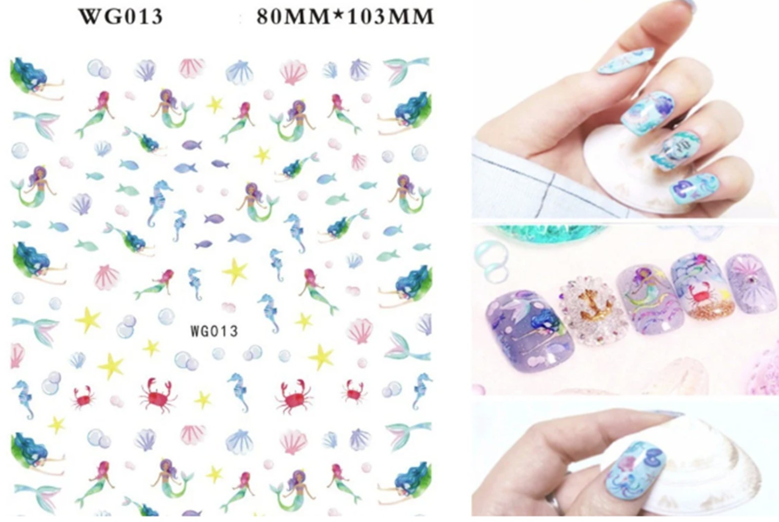 Summer Ocean Nail Stickers | Ocean Marin Life Nail Art Decals | Seashell Sea