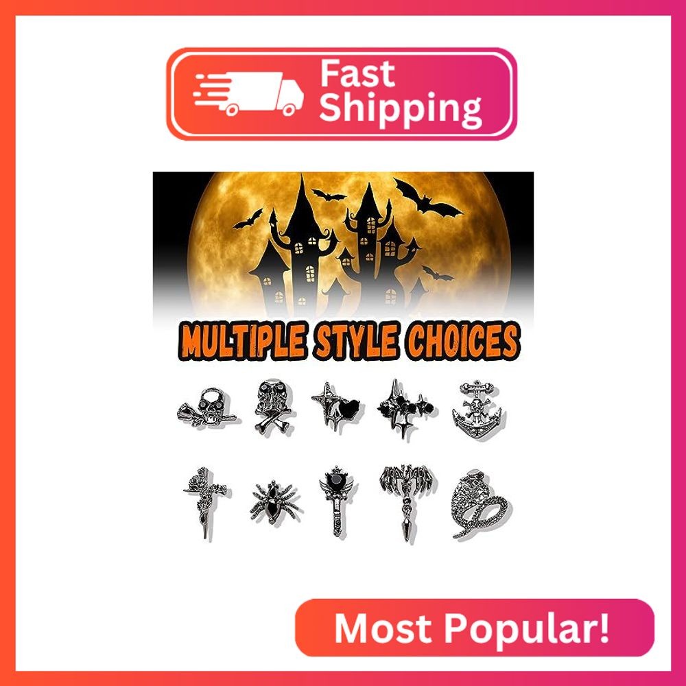 20pcs Alloy Skull Nail Charms Halloween Nail Charms for Acrylic Nails 3D Metalli