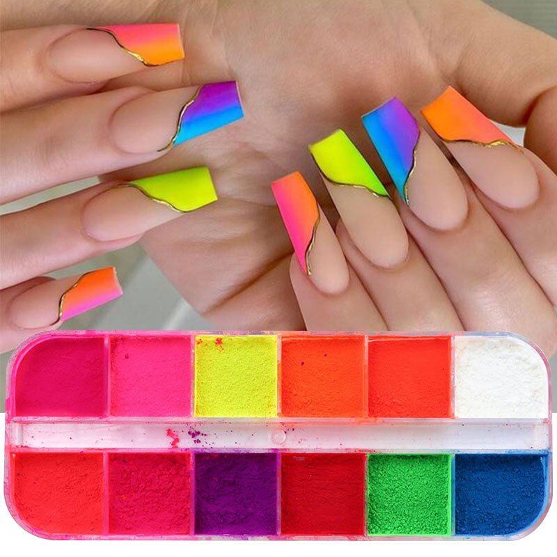 Fluorescent Mirror Nail Powder – Nail Art Glitter Pigment Manicure Accessories 1