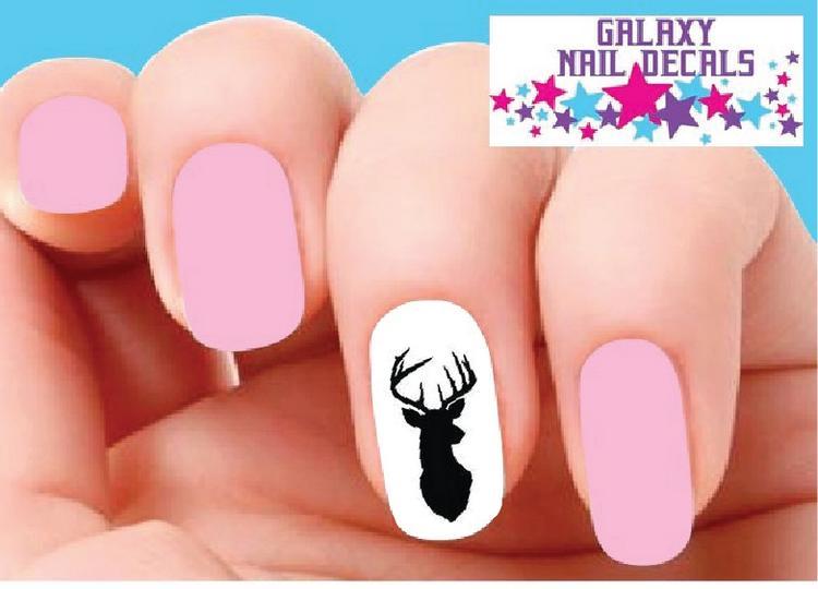 Waterslide Nail Decals – Set of 20 Deer Buck Antlers Silhouette
