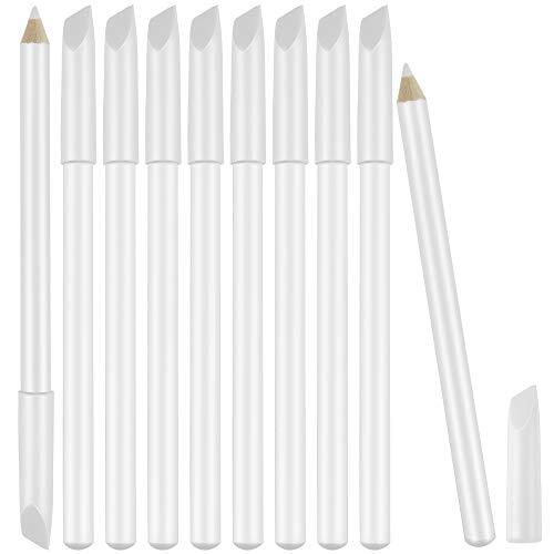 10 Pack White Nail Pencil with Cuticle Pusher for DIY French Art Manicure