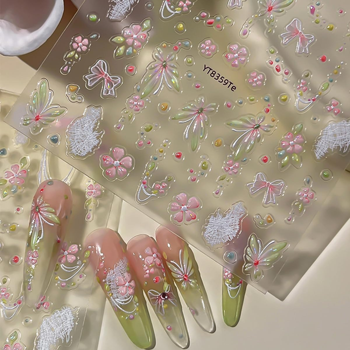 Spring Butterfly Nail Art Stickers Shiny Laser Flowers Butterflies Bow Design Na
