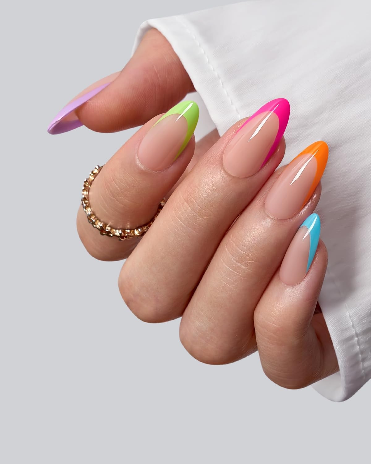 BTArtboxnails XCOATTIPS Peach French Press On Nails, L Coffin