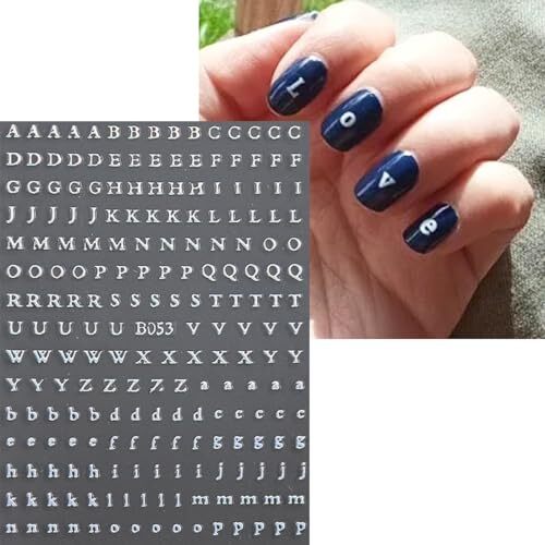 8 Sheets Letter Nail Stickers Nail Decals 3D Self-Adhesive Laser Gold Silver