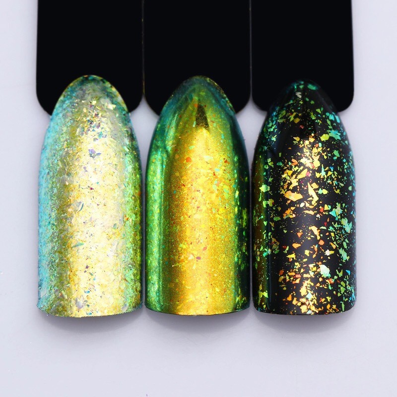 AURORA CHAMELEON FLAKES NAIL POWDER AB Unicorn MIRROR Effect RAINBOW Nails (AF5)