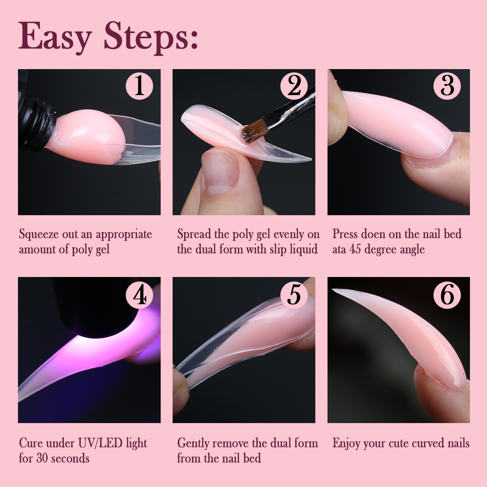 140Pcs/Box Curved Stiletto Claw Shape Nail Forms for Finger Full Cover Nails