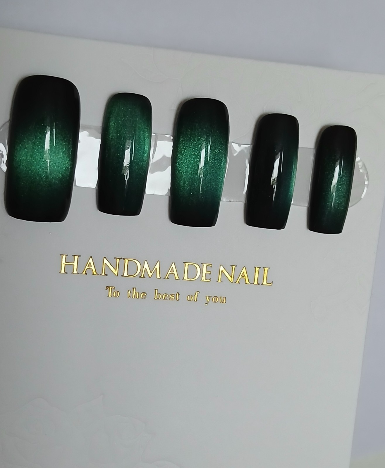 Handmade Press on Nails, Green, Cat Eye Nails, Set of 10 Nails “Pick “.