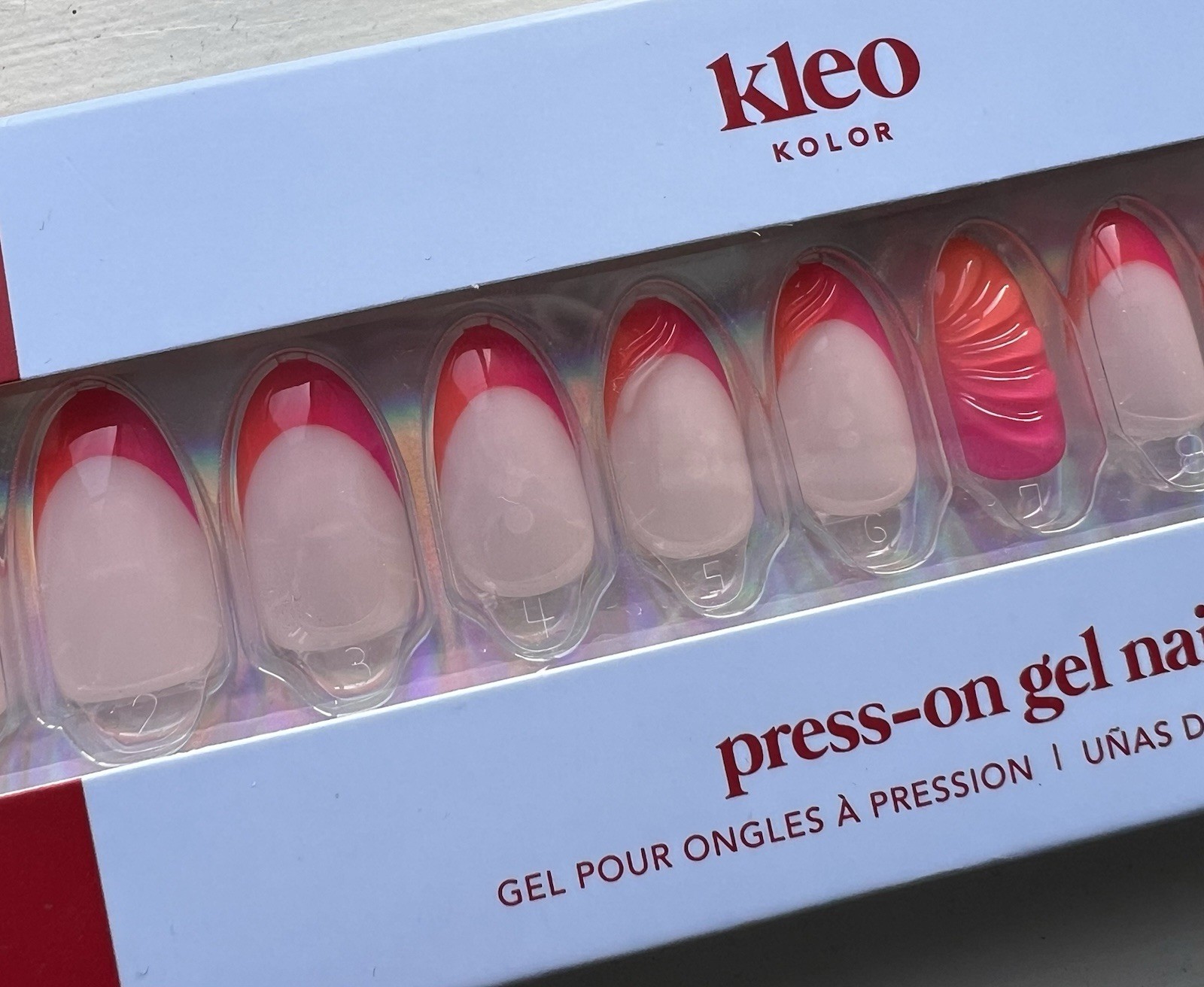 New Kleo Kolor Press-On Gel Nails 30-Pack~Tangerine Twist Long Almond Shape