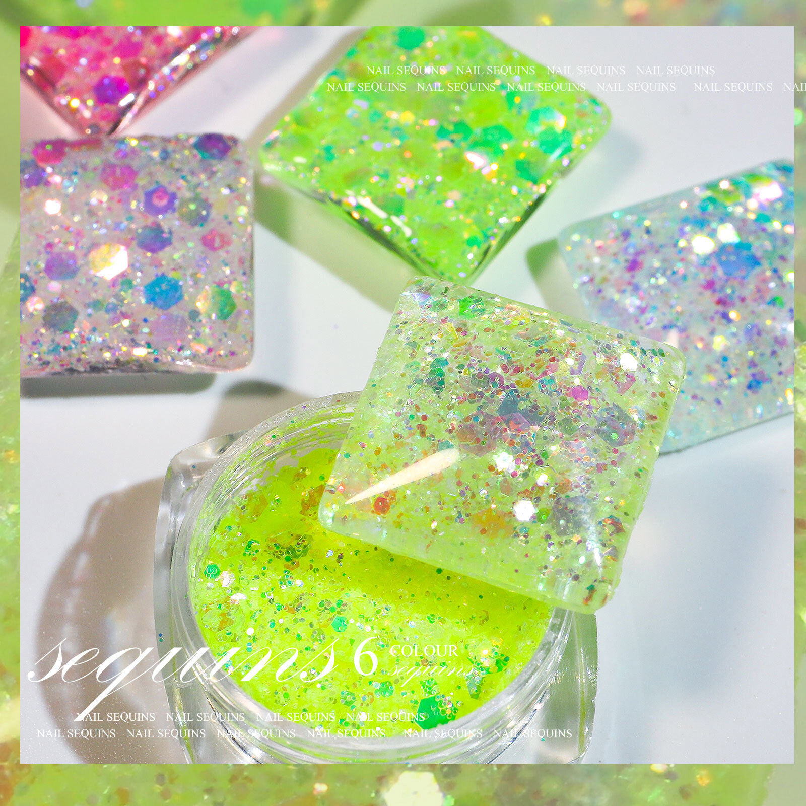 2 Pots Super Shiny Sequins Nail Art Glitter Dust Sparkly Pigment Decoration DIY