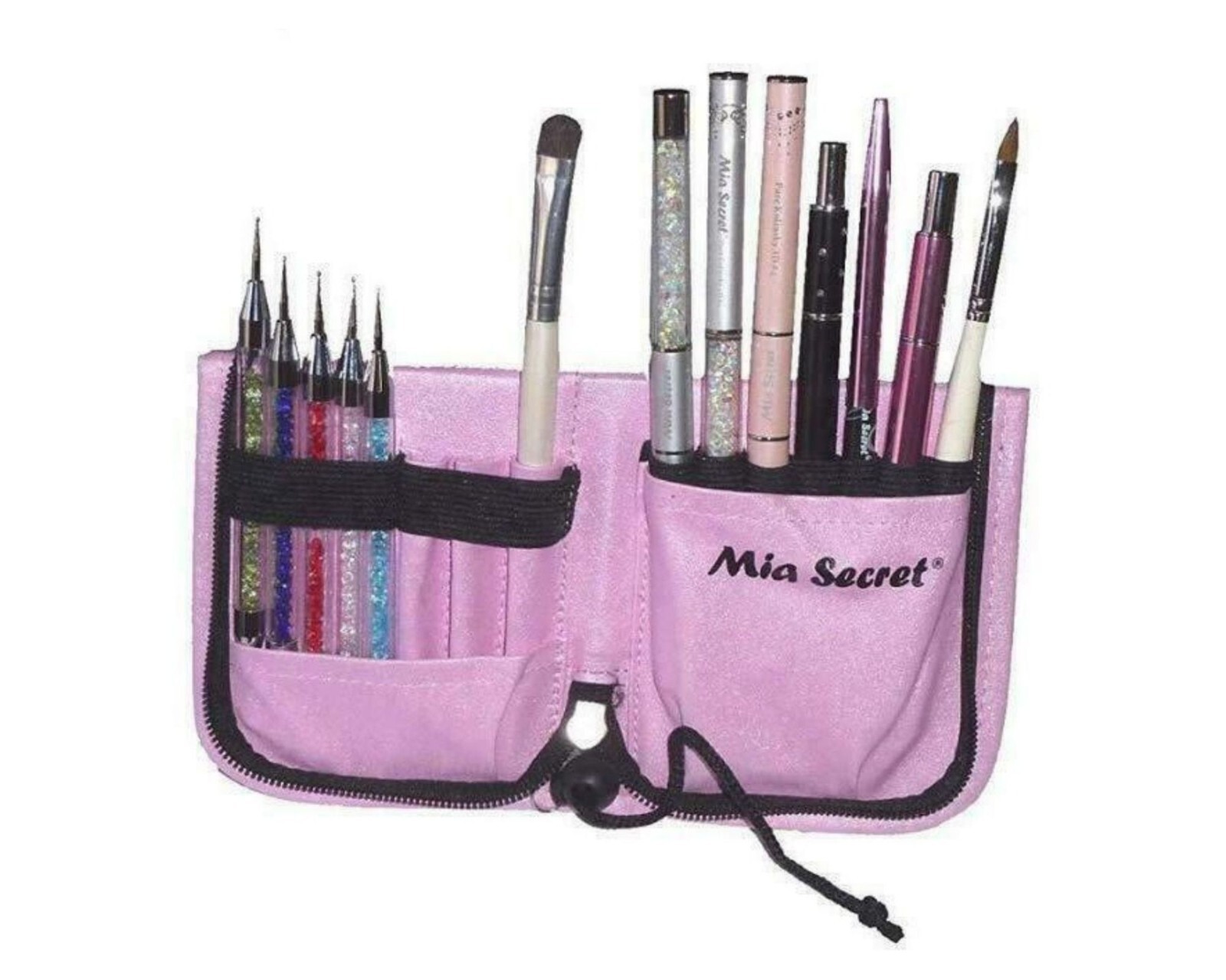 Mia Secret – Brush Holder Premier (PINK) & Design Brush 5pc Set (NB-DS1)-COMBO