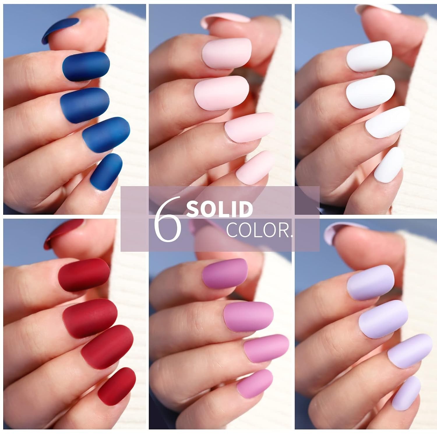 Matte Press on Nails, 288pcs Acrylic False Nails, Short Round & Square French…