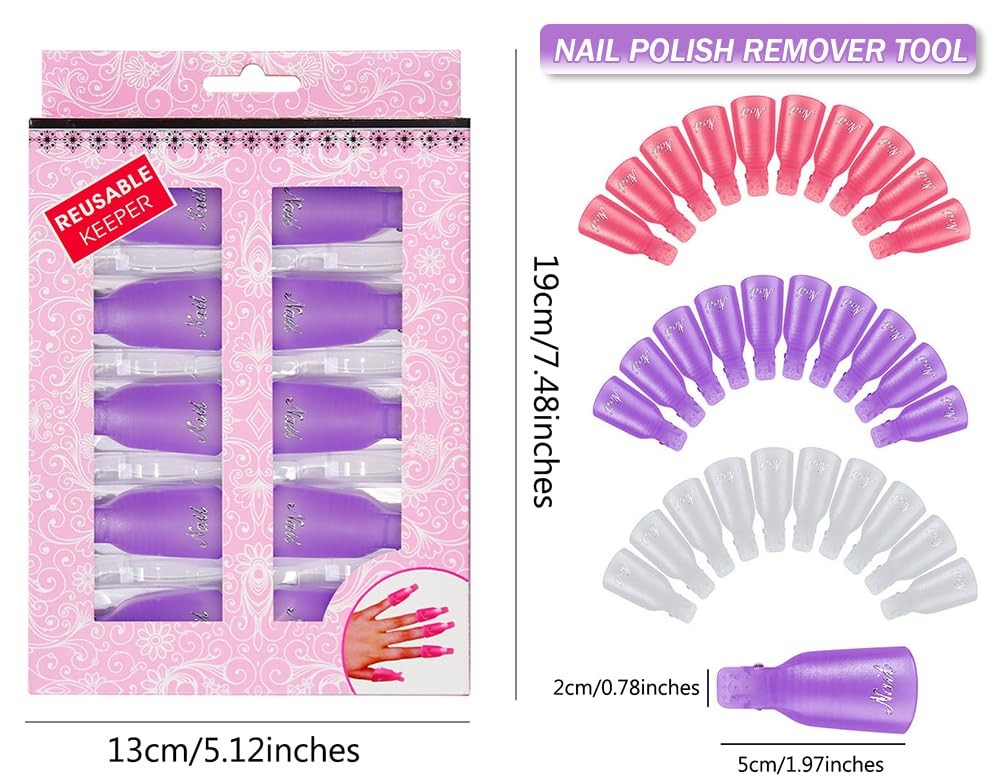 AKOAK 10 Pcs Plastic Acrylic Nail Art Soak Off 10 Count (Pack of 1), White