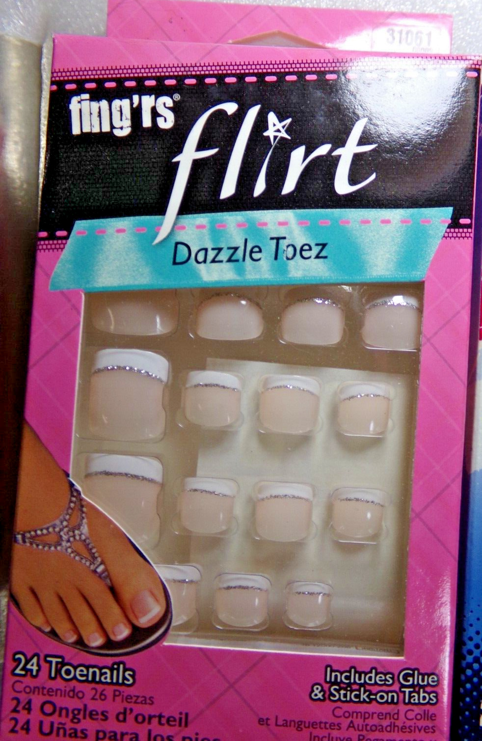 SALE 3 Broadway for Kiss & Fing’rs Glue-On TOENAILS Red White Black French