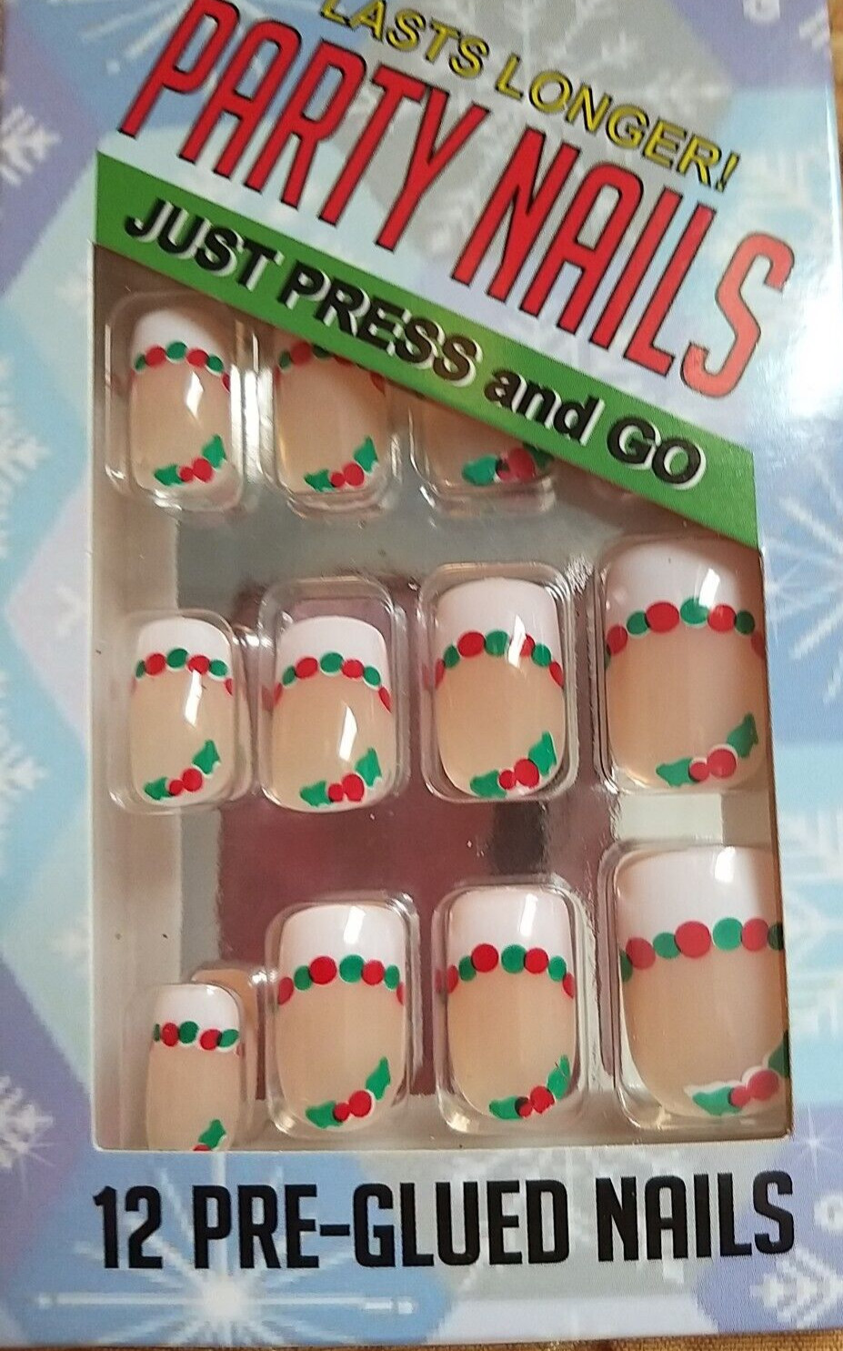 Christmas Fake Nails Press on Nails Short Square Nails Set of 4Packs