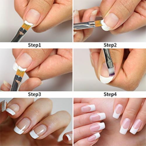 French Nail Tips UV Gel Nail Painting Drawing Half Moon Shape Nail Art Brush #8