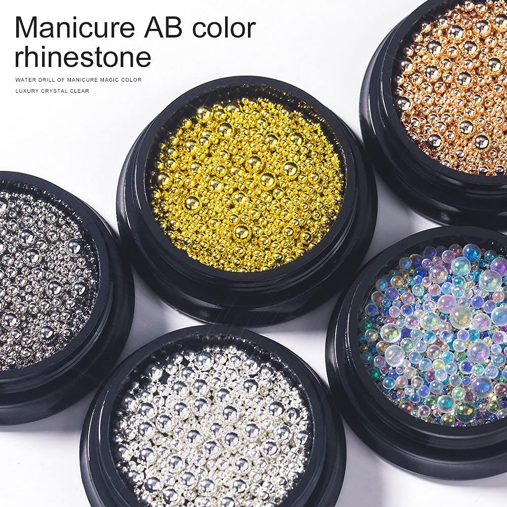 Versatile 6 Color Nail Caviar Beads – 0.8mm to 3mm Metal Charms for Artistry